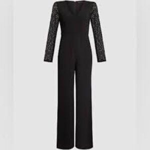 BCBGMaxAzria Black Lace Long Sleeve Jumpsuit